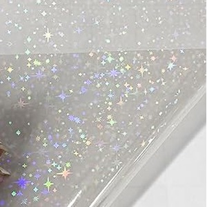 1 x Sparkle Stars Self Adhesive Transparent Holographic Sticker Sheet