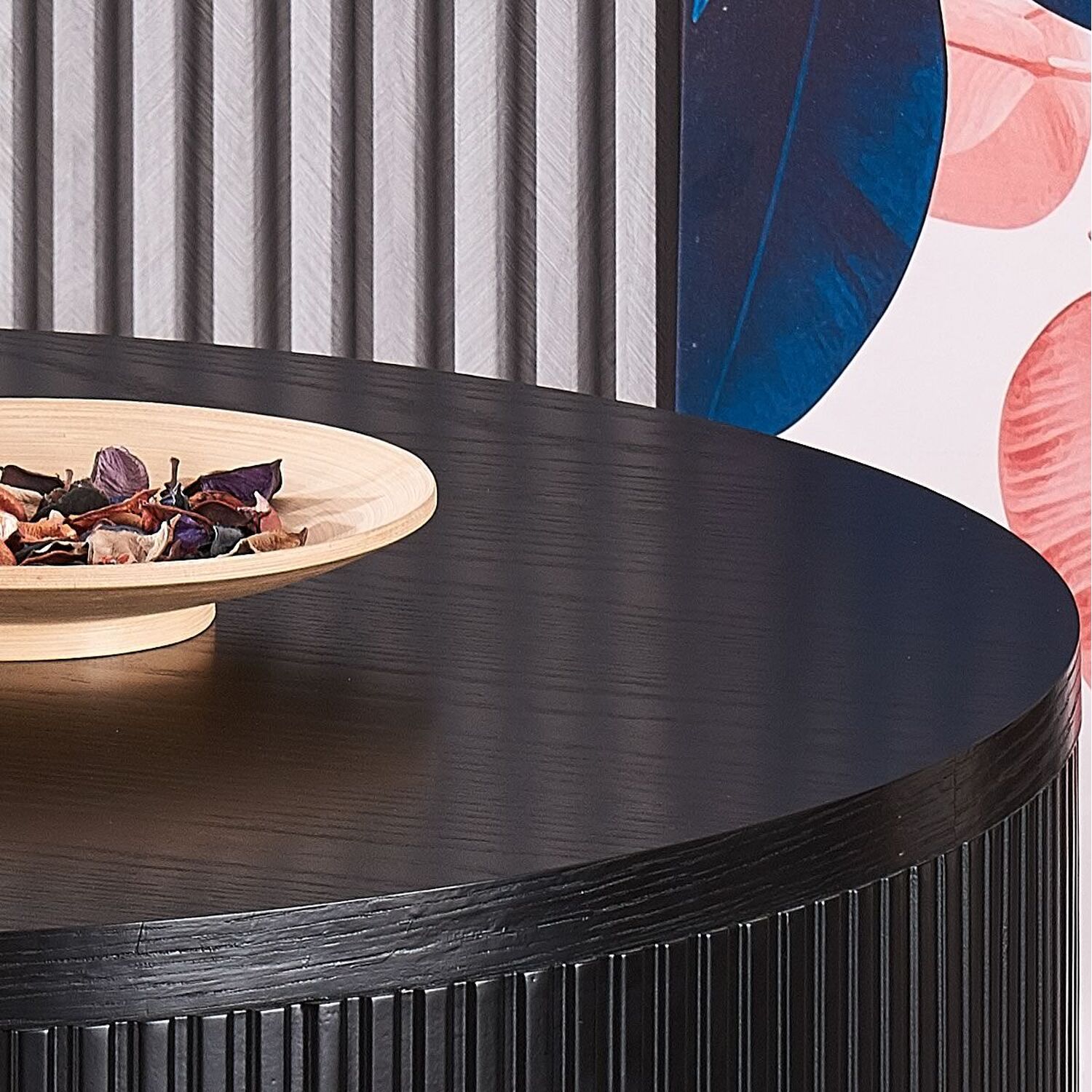 Sombra Round Wood Grain Effect Coffee Table - Black