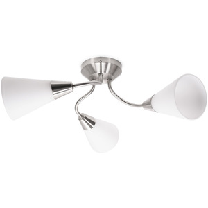 Kristina 3 Way Curved Metal Flush Ceiling Light with Frosted Shades