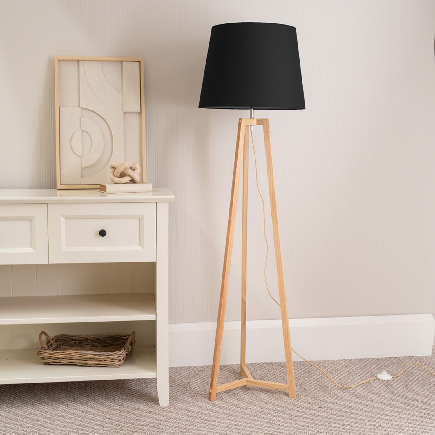 Image of Lottie Natural Floor Lamp with Tapered&hellip;