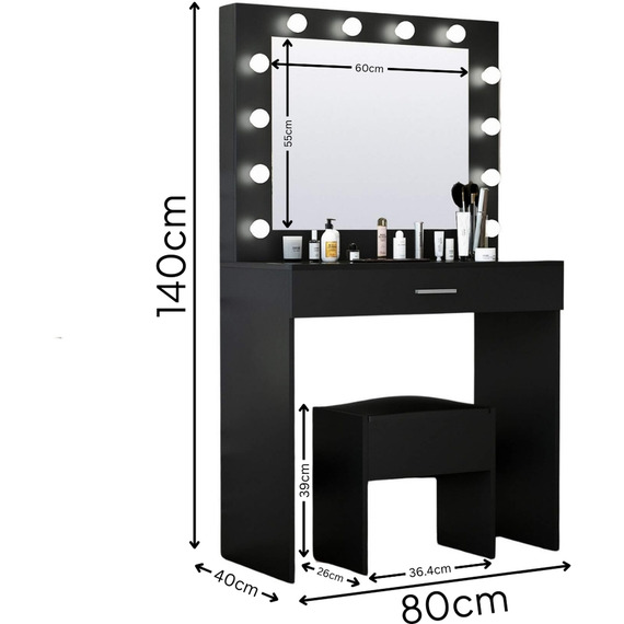 Home Source Ella Dressing Table with Mirror and Stool