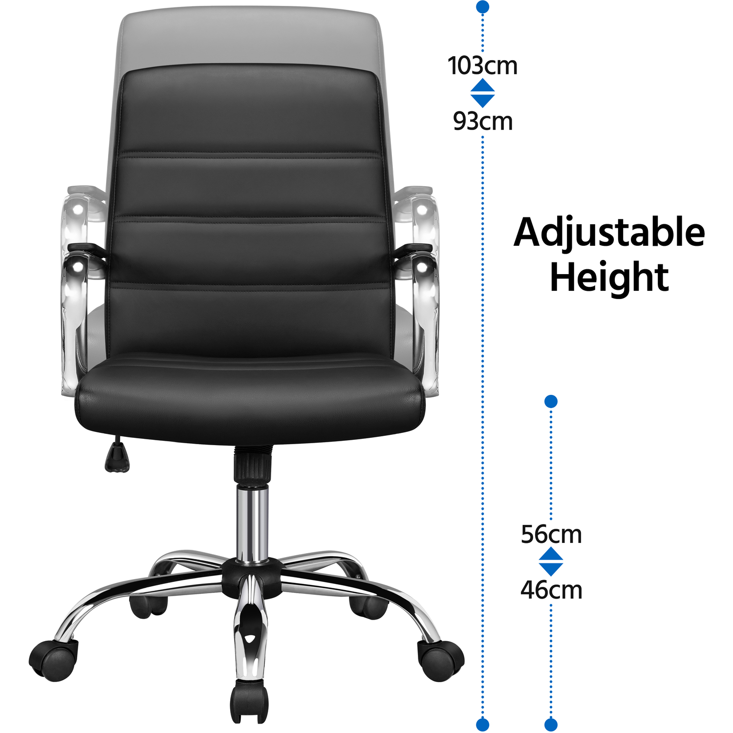 Mid Back Office Chair With Arms - Black