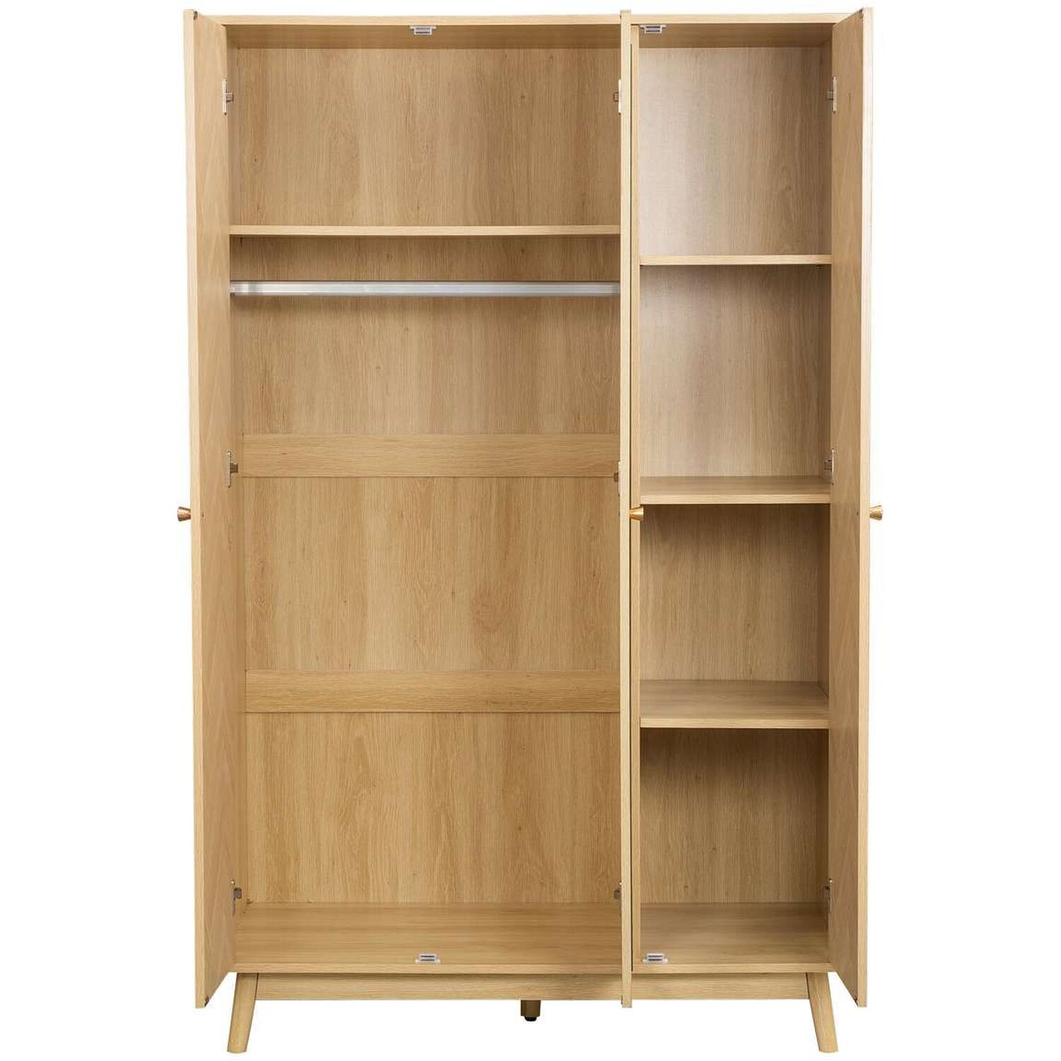 3 Door Oak Brown Wooden Wardrobe With Mirror Birlea Herringford - Oak