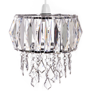 Acrylic Ceiling Drum Light Shade Clear Prismatic Easy Fit Design
