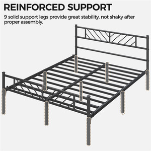Black / King Metal Bed Frame with Arrow Design Headboard and Footboard shot 7393161