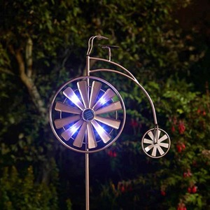 Garden Penny Farthing Solar Wind Spinner