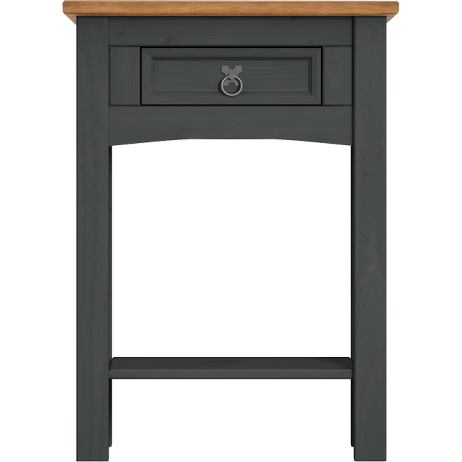 Corona 1 Drawer Console Table With Shelf Solid Wood Pine Wooden Hallway - Distressed Charcoal Wax