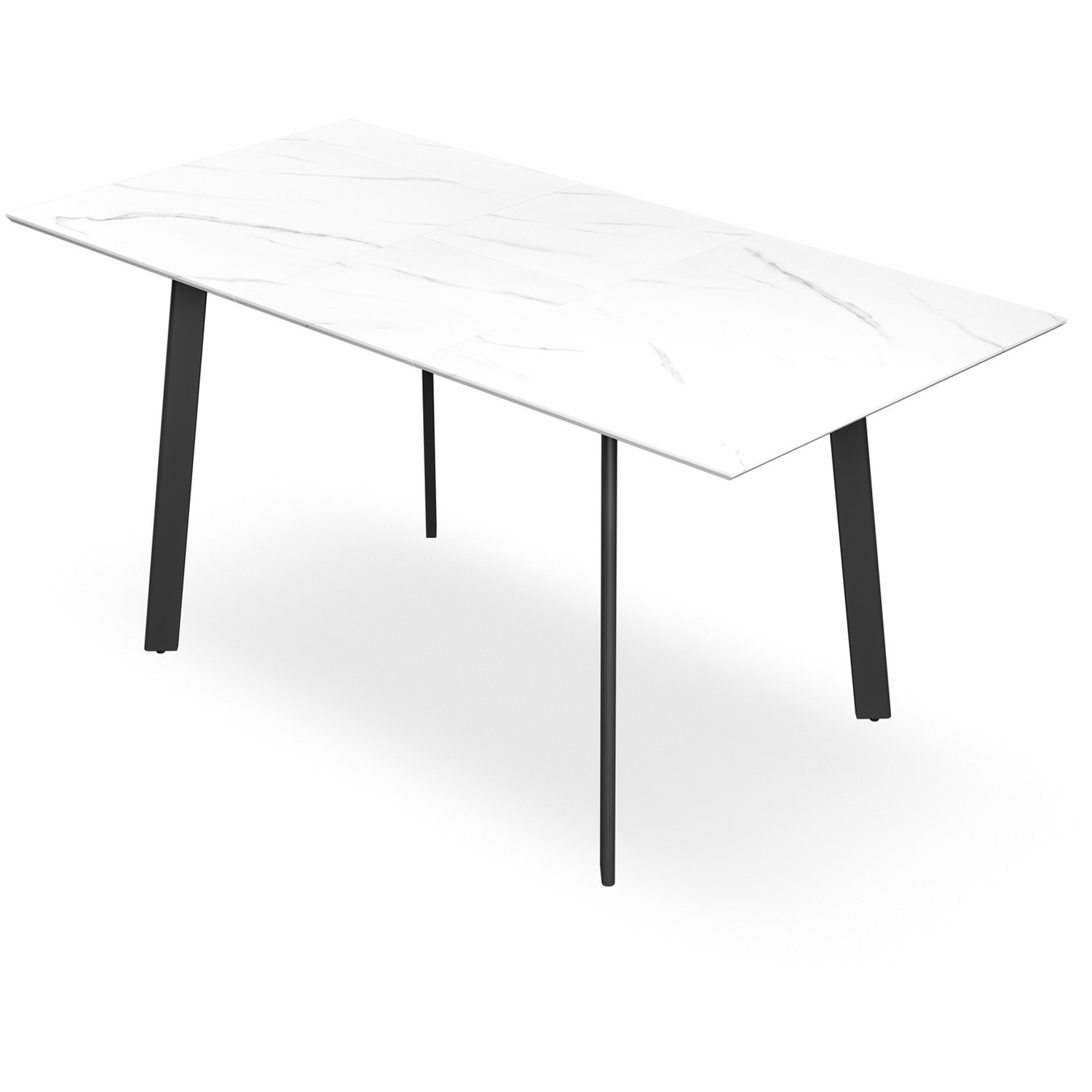 Haydon Extending Marble Effect Dining Table Set W 4-6 Nova Velvet Chairs - Blue 4