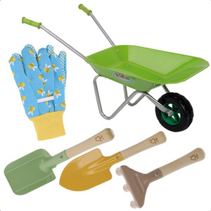 Kids Gardening Tool Set Wheelbarrow Blue Bee Gloves