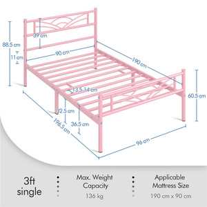 Pink / Single Metal Bed Frame with Cloud Design shot 7824600