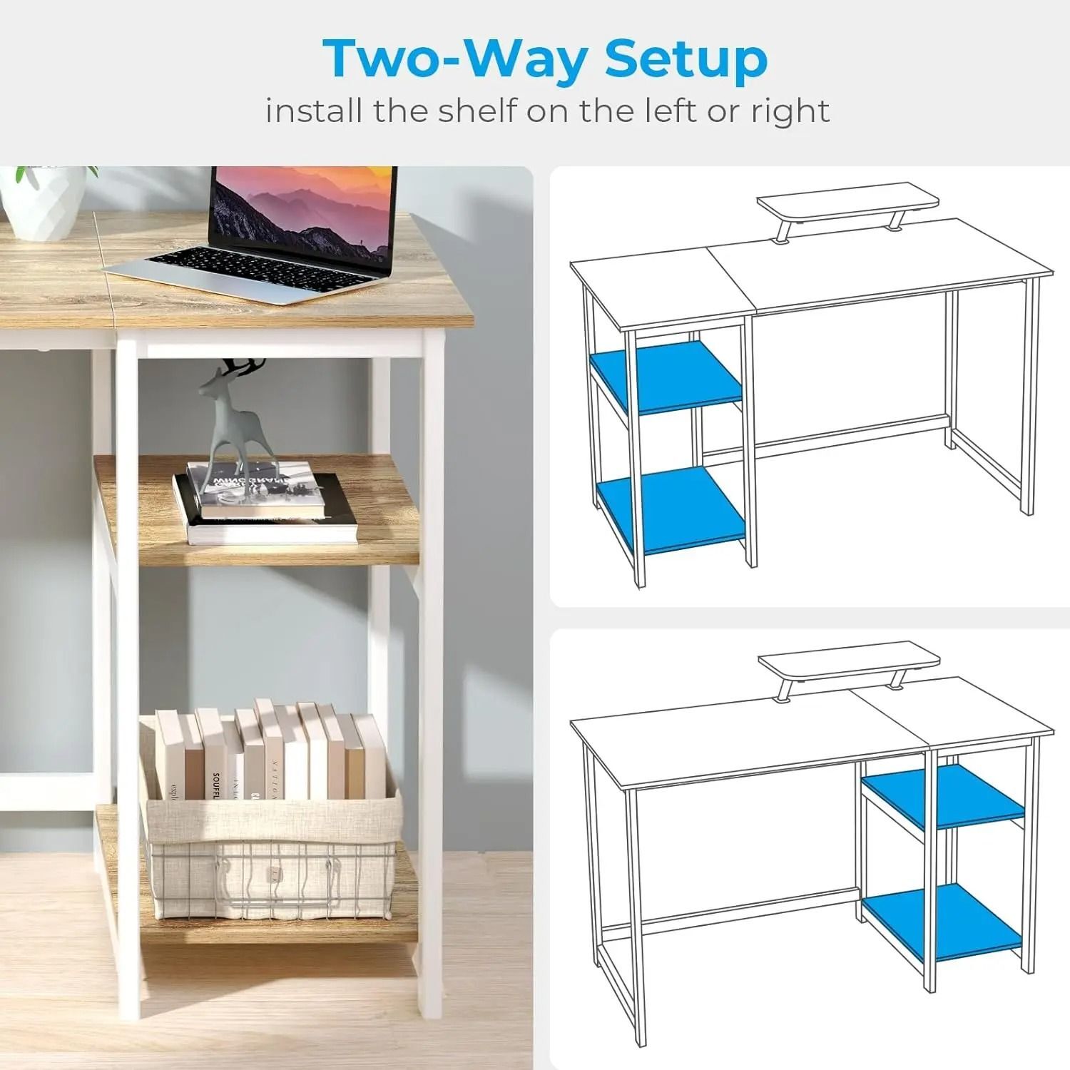 Desk With Monitor Stand - Brown