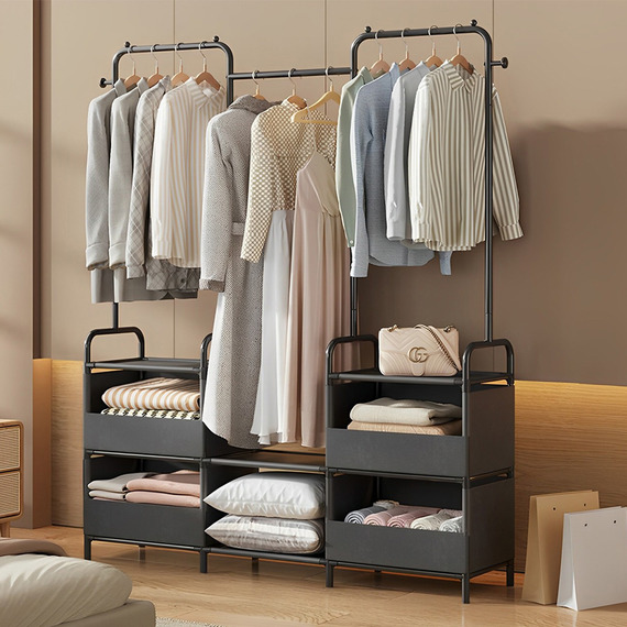 Garment Rack Metal Freestanding with Shelves Baskets