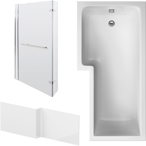 L Shape Bathtub Front Panel with Bath Screen Chrome Profile