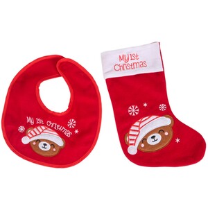 Bear Bib and Stocking Set