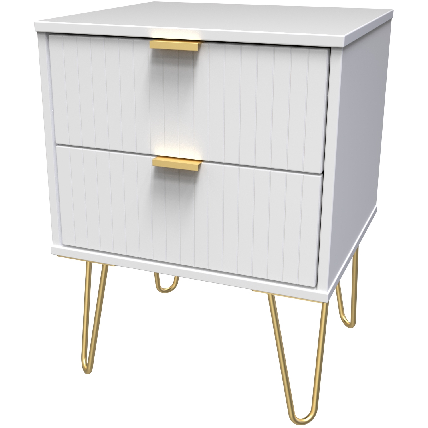 Linear Ready Assembled 2 Drawer Bedside Cabinet - White Matt