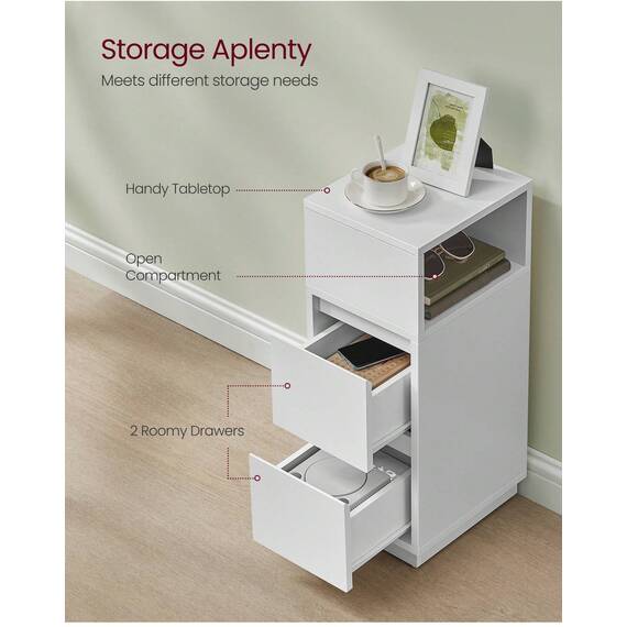 VASAGLE Set of 2 Slim Bedside Tables