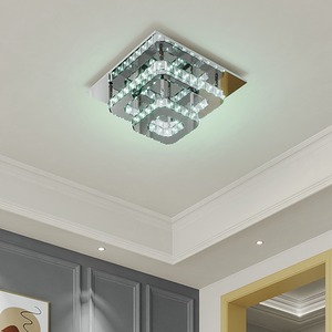 Dimmable Square Double Tier Crystal LED Ceiling Light