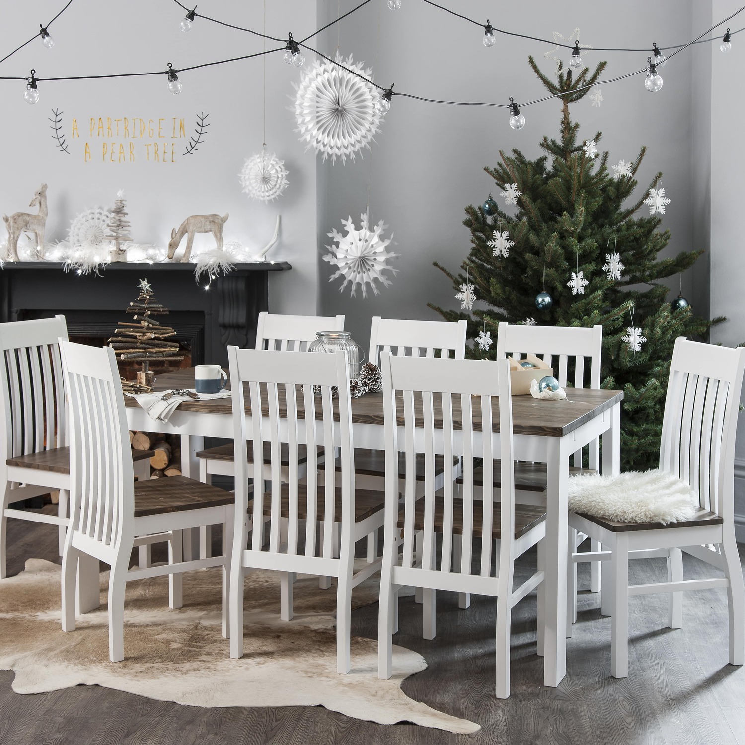 Nordic Dining Table - White Dark Pine