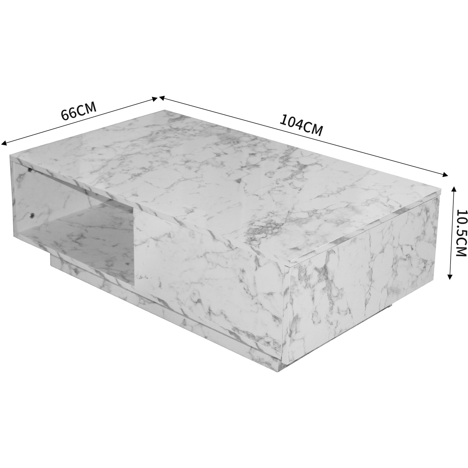 Contemporary Led Coffee Table - White Marble