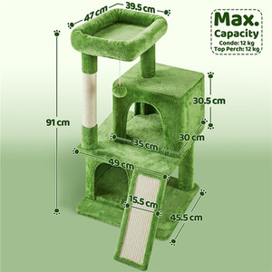 Green Yaheetech 91cm Cat Tree with Double Condos shot 9766640