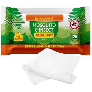 Mosquito Insect Repellent Wipes 25 Biodegradable Skin Wipes Midges