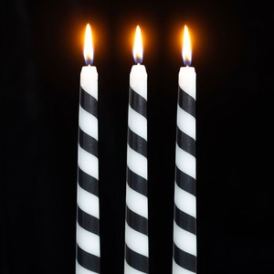 Set of 3 Black Candy Cane Unscented Taper Candles
