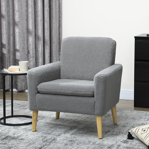 HOMCOM Teddy Armchair with Wood Legs