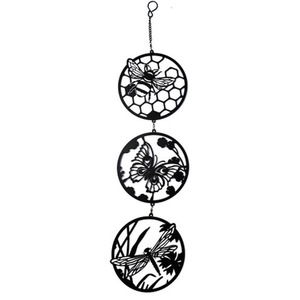 Bee Butterfly Dragonfly Trio Hanging Wind Spinner Metal Ornament