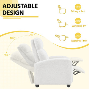 White / Polyester, Boucle, Fabric, Foam, Metal Yaheetech Upholstered Armchair Recliner Chair shot 10324691