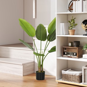 HOMCOM 109cm Artificial Bird of Paradise Plant with Flocking in Pot, Green