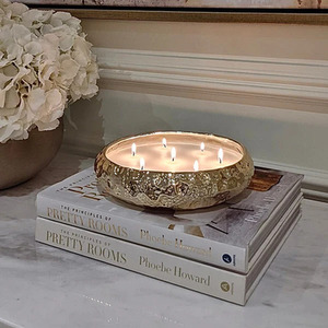 Vanilla Scented 7 Wick Candle in Gold
