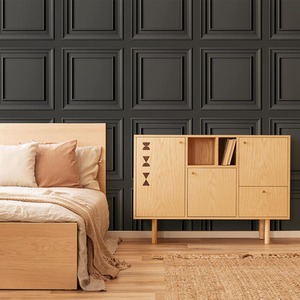 Charcoal Fresco Wood Panelling Wallpaper shot 10700745