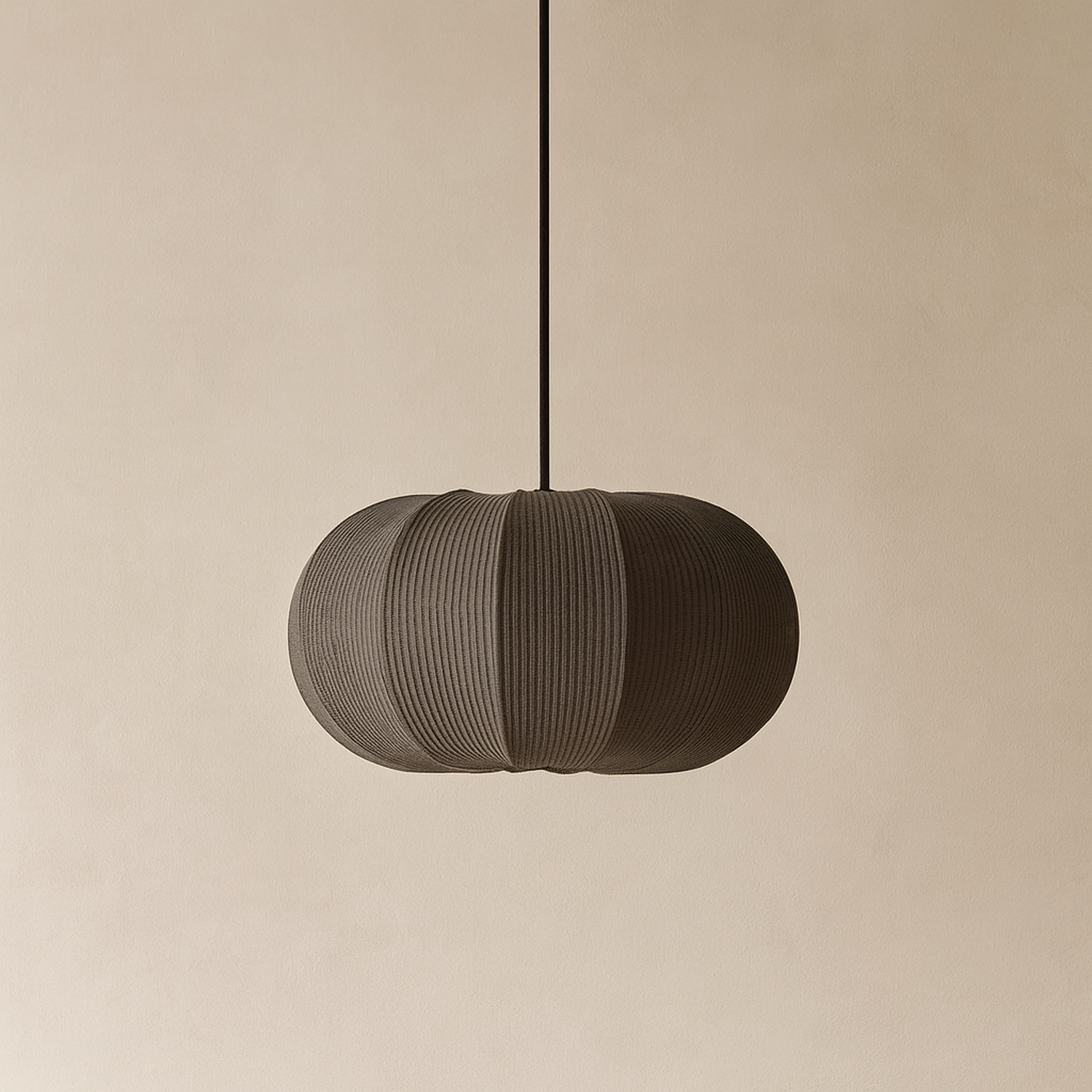 Cgc Lila Grey Oval Stretch Ribbed Cotton Fabric Lampshade - Grey
