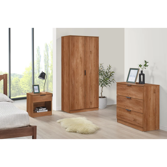Richmond 3 Piece Bedroom Set With 2 Door Double Wardrobe