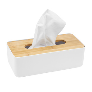 Minimalist Tissue Box Holder with Bamboo Lid