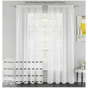 Pair of Crystal Cream Plain Woven Sheer Voile Panels