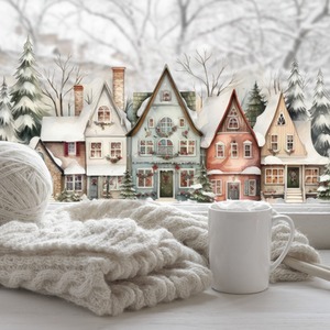 Cosy Winter Town Window Film