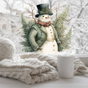 Double Sided Vintage Snowman Christmas Window Sticker