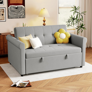 HOMCOM Convertible Pull Out 2 Seater Sofa Bed with Adjustable Backrest