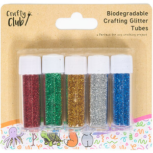 Pack of 5 Biodegradable Crafting Glitter Tubes