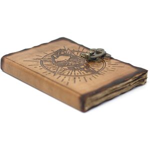 Leather Pentagon  Skull with Burns Detail Notebook