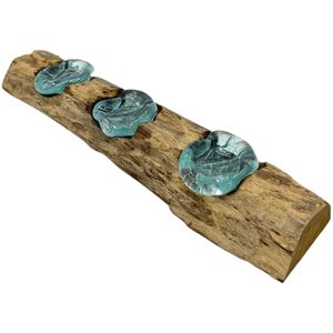 Molton Glass Flat Triple Candle Holder on Wood