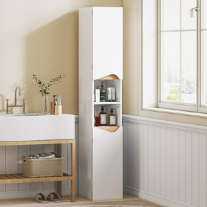 HOMCOM Tall Bathroom Cabinet with 2 Doors, 2 Shelves
