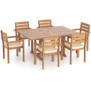 Padstow Teak Garden Dining Table and 6 Seat Chair Set