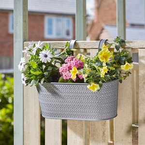 12in Fence and Balcony Hanging Planter in Grey Aztec