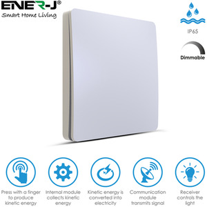 1 Gang Wireless Kinetic Switch White 100W WiFi Dimmable Receiver