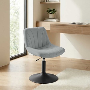 Grey Dressing Table Chair, Height Adjustable Bar Stool with Back, 360 Swivel shot 12354814