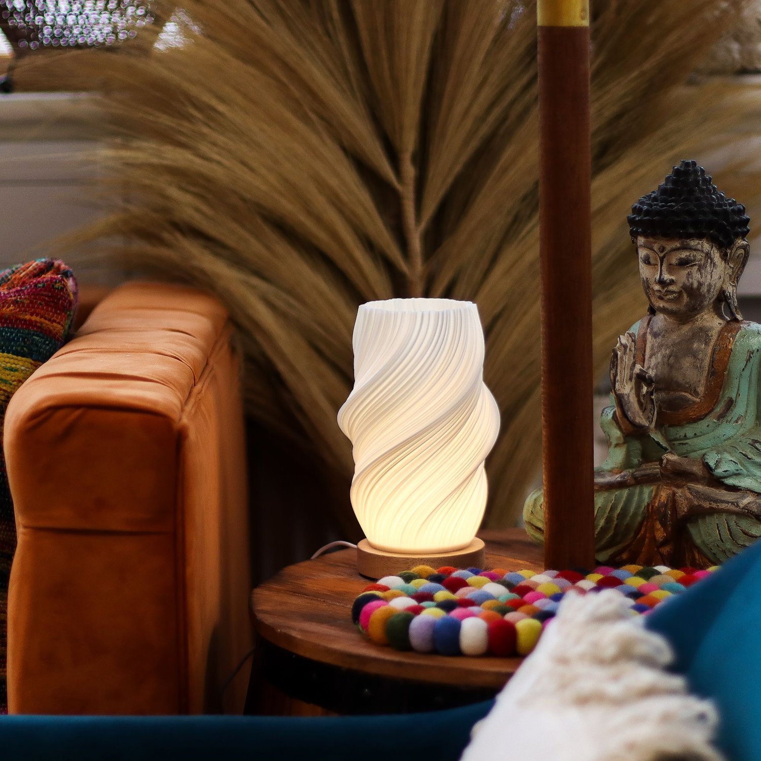 Cloud Twisted Usb Lamp Brightness Settings Modern Design - Off White