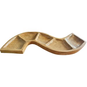 Snake Shaped Teak Serving Bowl with Multiple Compartments