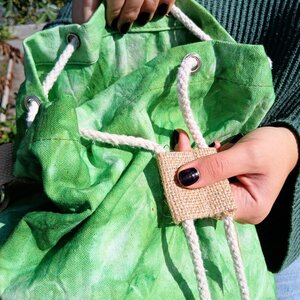 All Natural Green Stonewash Backpack with Tree of Life Design